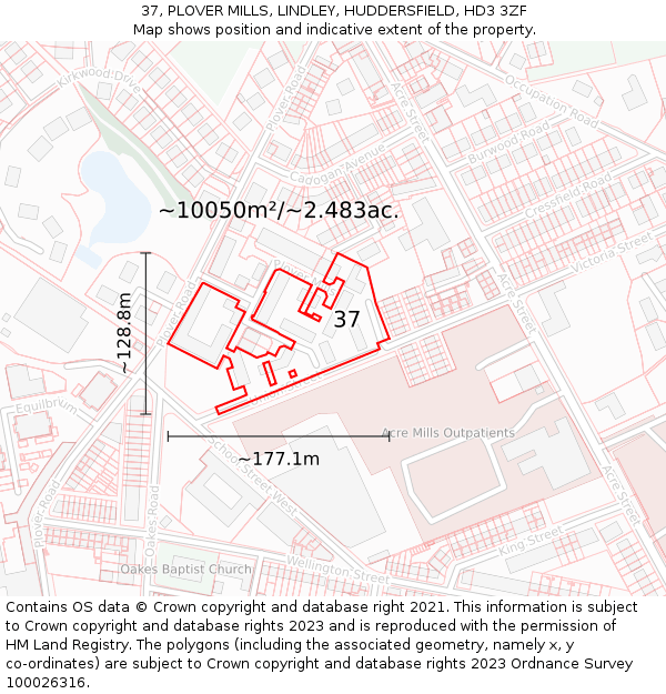 37, PLOVER MILLS, LINDLEY, HUDDERSFIELD, HD3 3ZF: Plot and title map