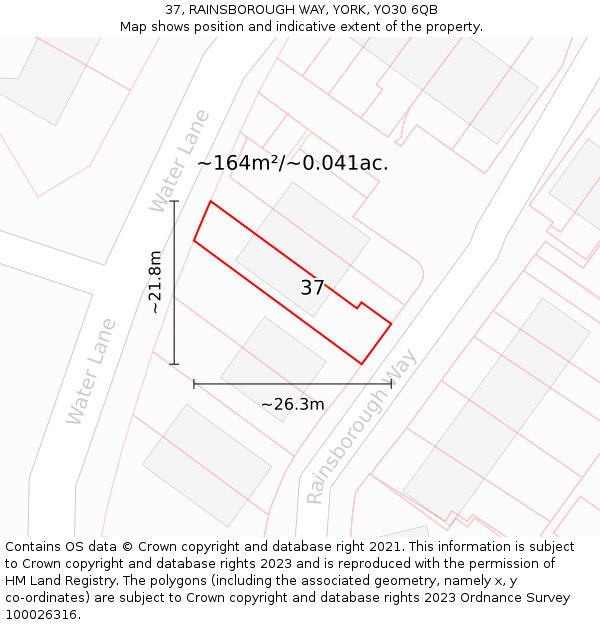 37, RAINSBOROUGH WAY, YORK, YO30 6QB: Plot and title map