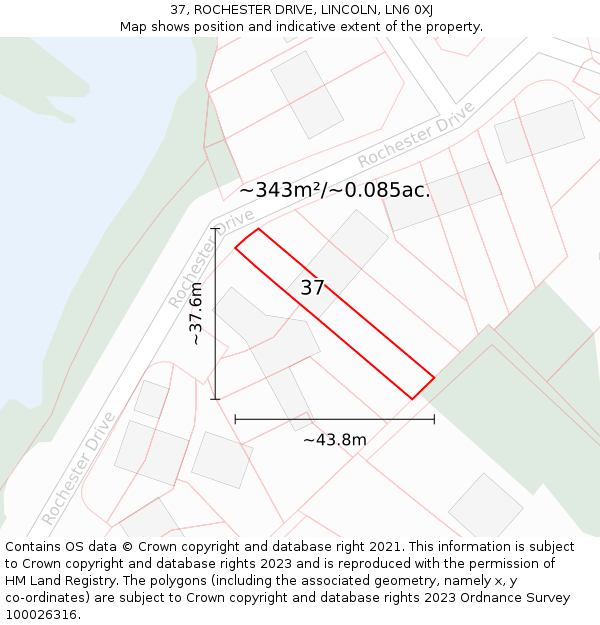 37, ROCHESTER DRIVE, LINCOLN, LN6 0XJ: Plot and title map