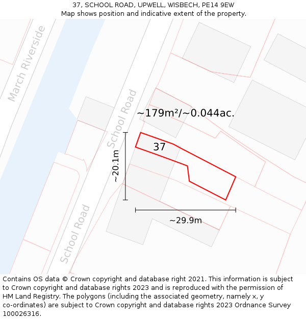37, SCHOOL ROAD, UPWELL, WISBECH, PE14 9EW: Plot and title map