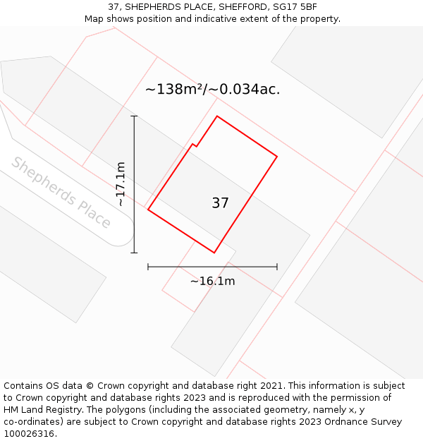 37, SHEPHERDS PLACE, SHEFFORD, SG17 5BF: Plot and title map