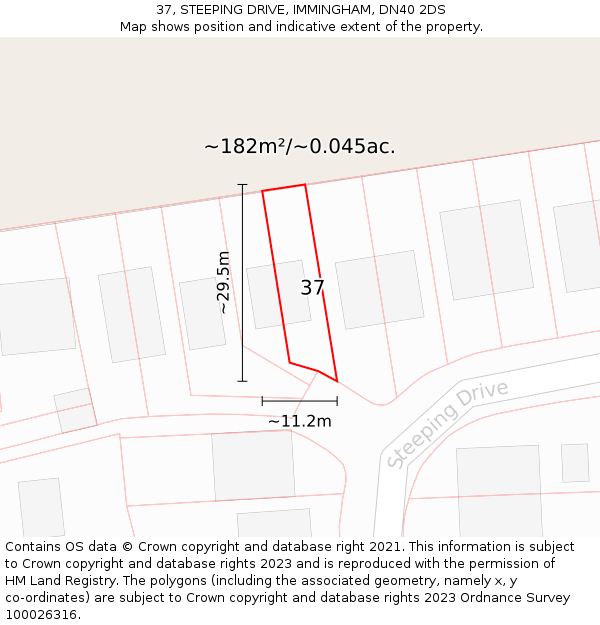 37, STEEPING DRIVE, IMMINGHAM, DN40 2DS: Plot and title map