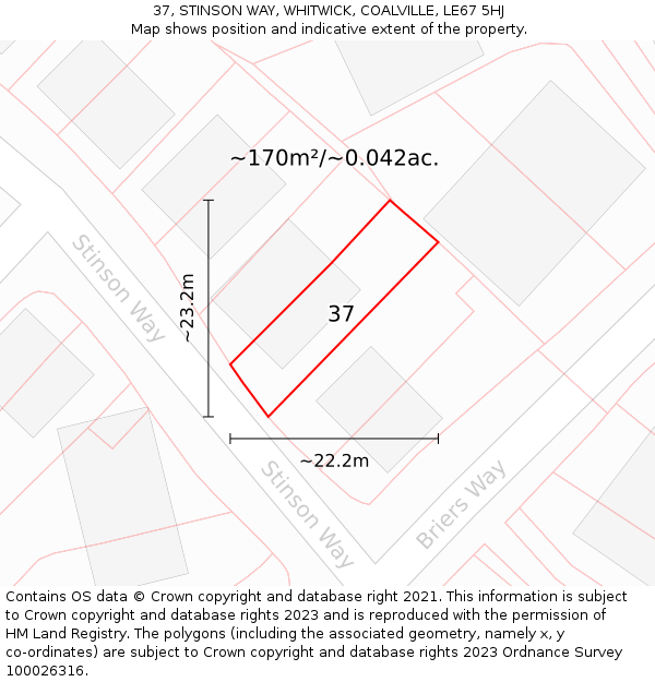 37, STINSON WAY, WHITWICK, COALVILLE, LE67 5HJ: Plot and title map