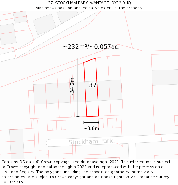 37, STOCKHAM PARK, WANTAGE, OX12 9HQ: Plot and title map