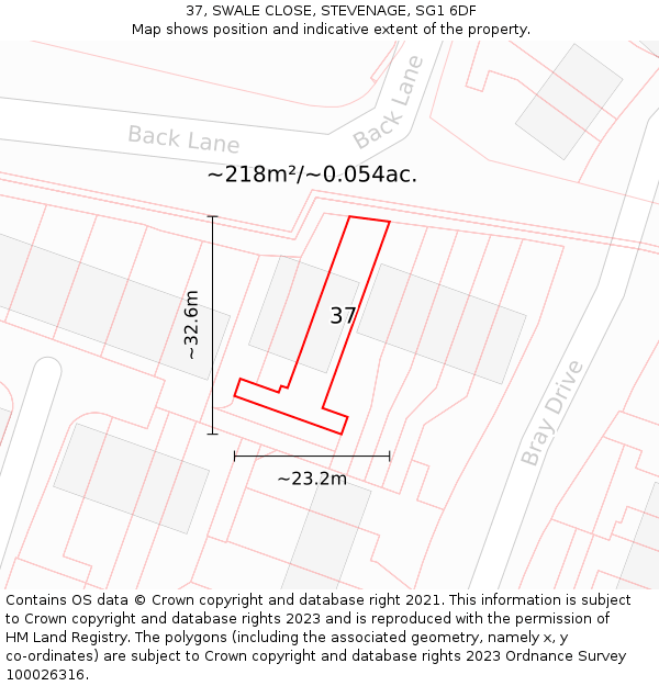 37, SWALE CLOSE, STEVENAGE, SG1 6DF: Plot and title map
