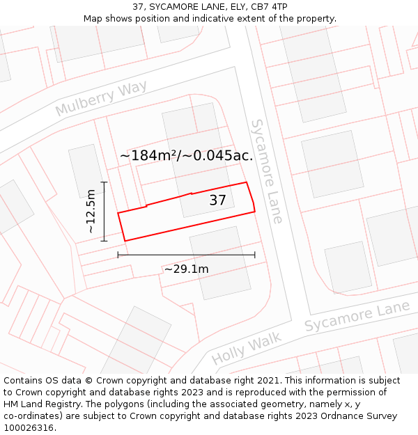 37, SYCAMORE LANE, ELY, CB7 4TP: Plot and title map