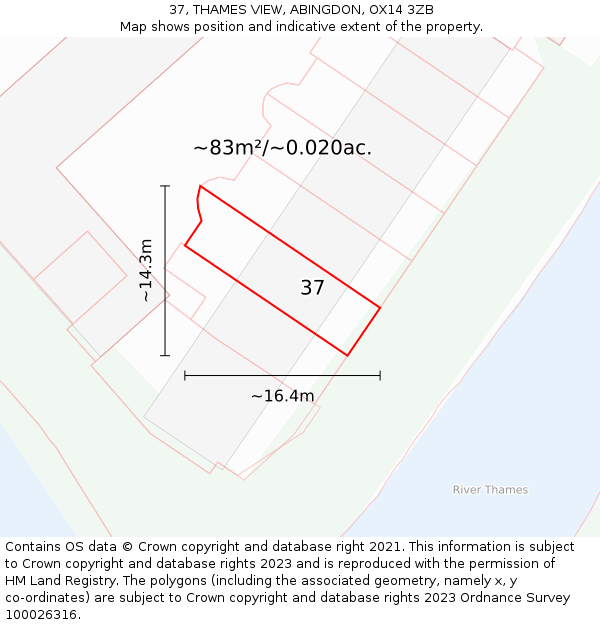 37, THAMES VIEW, ABINGDON, OX14 3ZB: Plot and title map