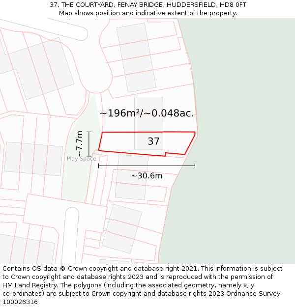 37, THE COURTYARD, FENAY BRIDGE, HUDDERSFIELD, HD8 0FT: Plot and title map