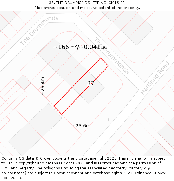 37, THE DRUMMONDS, EPPING, CM16 4PJ: Plot and title map