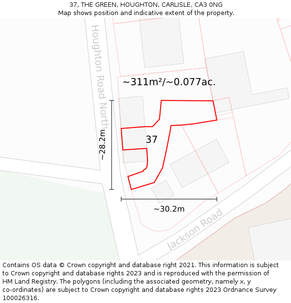 37, THE GREEN, HOUGHTON, CARLISLE, CA3 0NG: Plot and title map