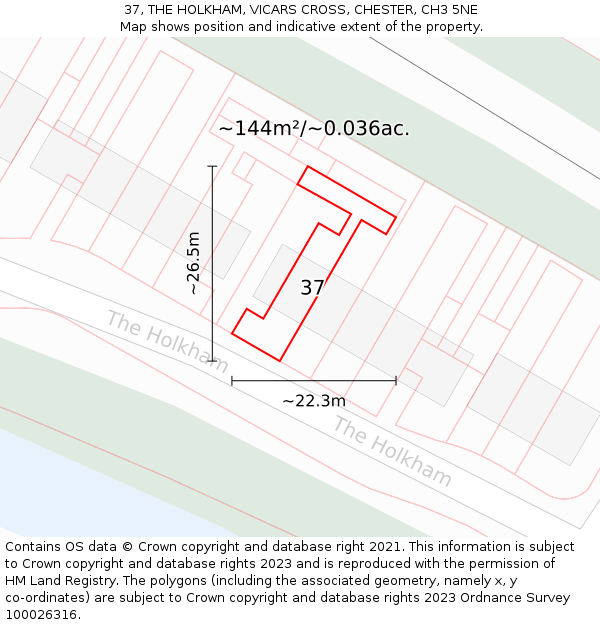 37, THE HOLKHAM, VICARS CROSS, CHESTER, CH3 5NE: Plot and title map