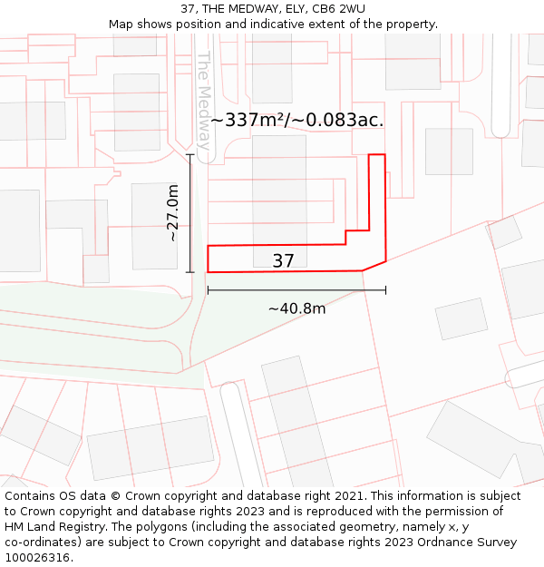 37, THE MEDWAY, ELY, CB6 2WU: Plot and title map