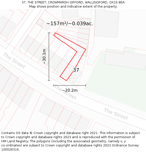 37, THE STREET, CROWMARSH GIFFORD, WALLINGFORD, OX10 8EA: Plot and title map