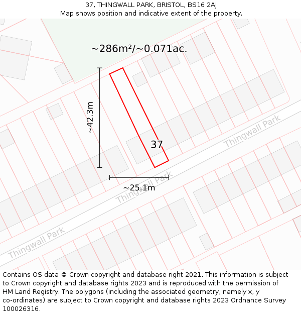37, THINGWALL PARK, BRISTOL, BS16 2AJ: Plot and title map