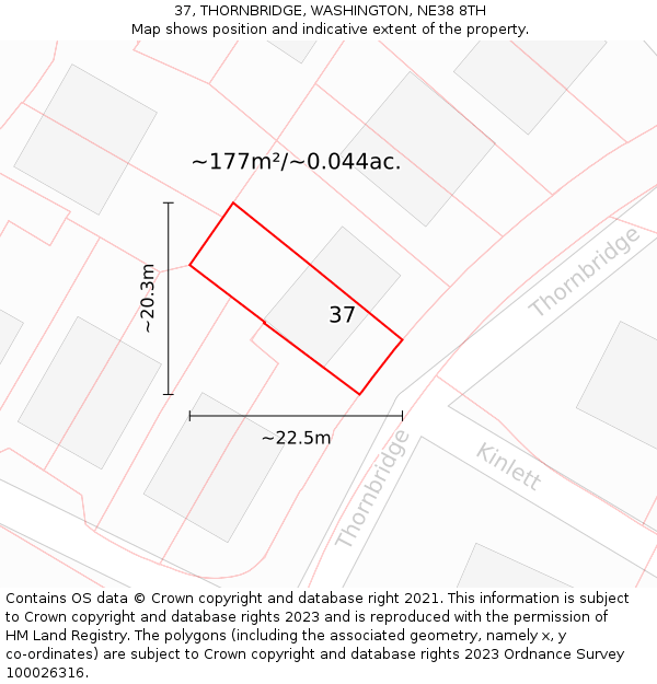 37, THORNBRIDGE, WASHINGTON, NE38 8TH: Plot and title map