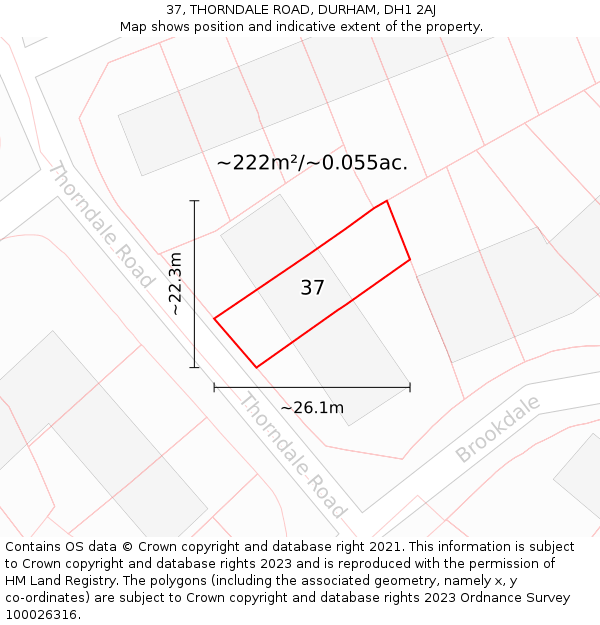 37, THORNDALE ROAD, DURHAM, DH1 2AJ: Plot and title map