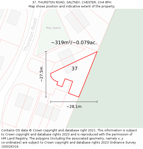 37, THURSTON ROAD, SALTNEY, CHESTER, CH4 8PH: Plot and title map