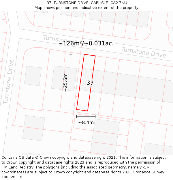 37, TURNSTONE DRIVE, CARLISLE, CA2 7NU: Plot and title map