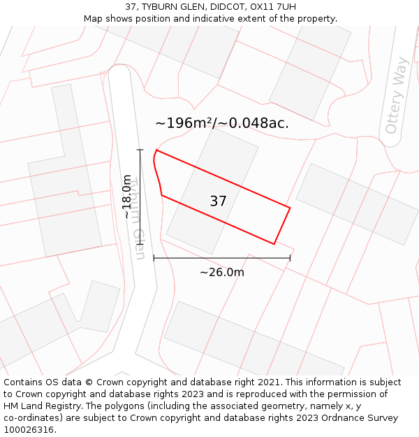 37, TYBURN GLEN, DIDCOT, OX11 7UH: Plot and title map