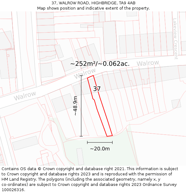 37, WALROW ROAD, HIGHBRIDGE, TA9 4AB: Plot and title map