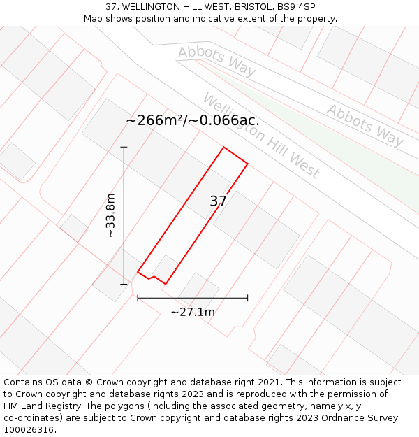 37, WELLINGTON HILL WEST, BRISTOL, BS9 4SP: Plot and title map