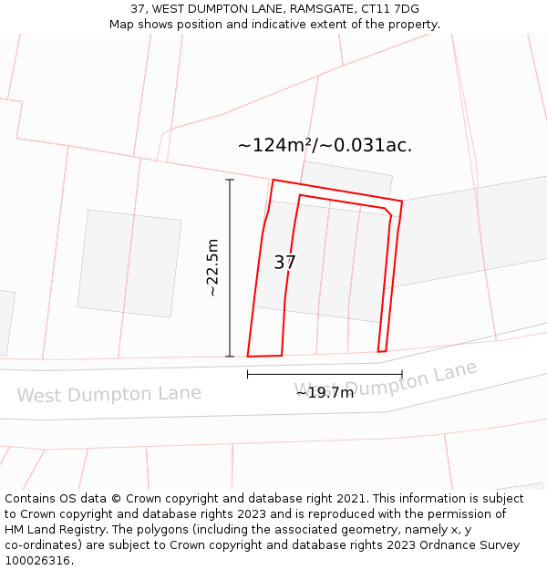 37, WEST DUMPTON LANE, RAMSGATE, CT11 7DG: Plot and title map