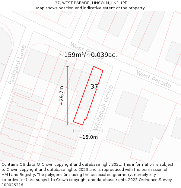 37, WEST PARADE, LINCOLN, LN1 1PF: Plot and title map