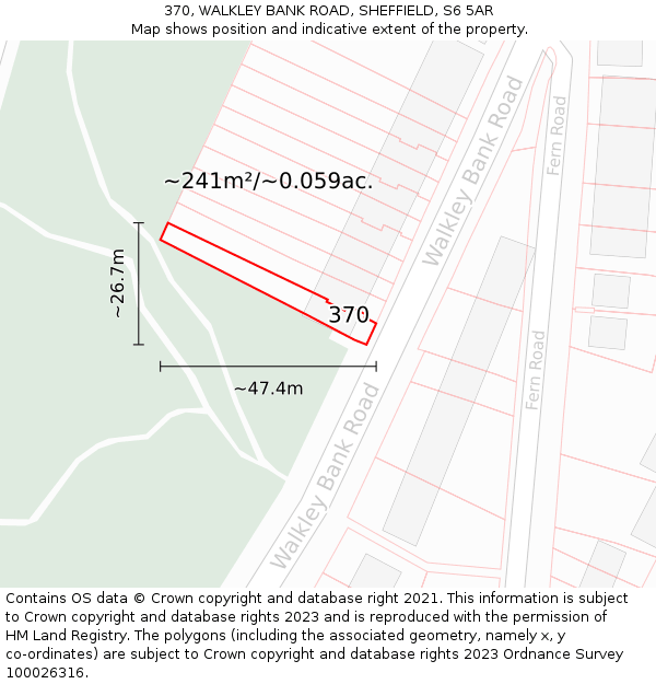 370, WALKLEY BANK ROAD, SHEFFIELD, S6 5AR: Plot and title map