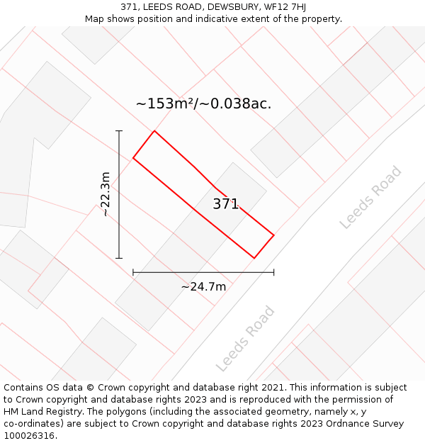 371, LEEDS ROAD, DEWSBURY, WF12 7HJ: Plot and title map