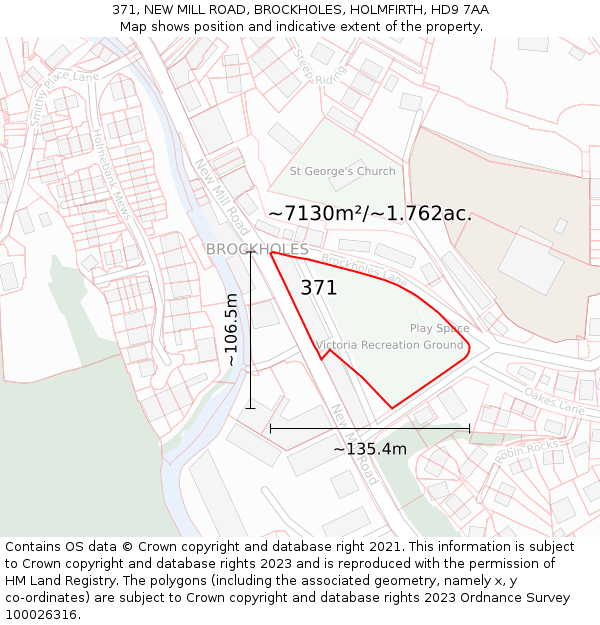 371, NEW MILL ROAD, BROCKHOLES, HOLMFIRTH, HD9 7AA: Plot and title map