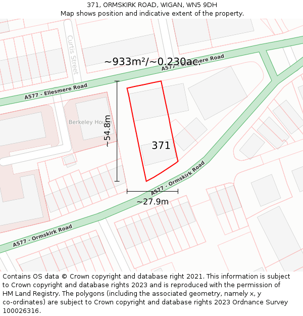 371, ORMSKIRK ROAD, WIGAN, WN5 9DH: Plot and title map