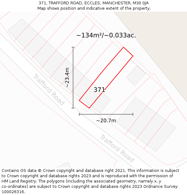 371, TRAFFORD ROAD, ECCLES, MANCHESTER, M30 0JA: Plot and title map
