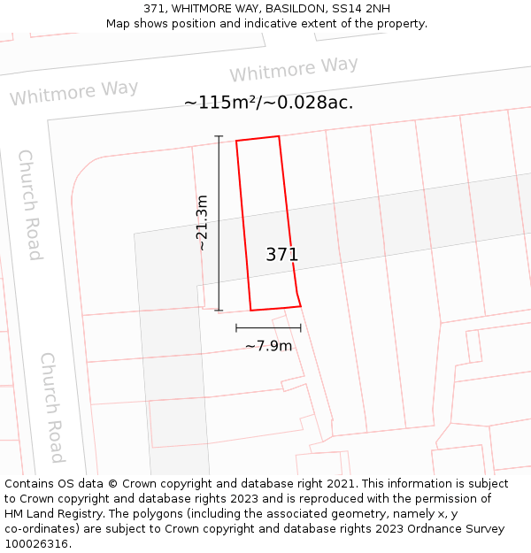 371, WHITMORE WAY, BASILDON, SS14 2NH: Plot and title map