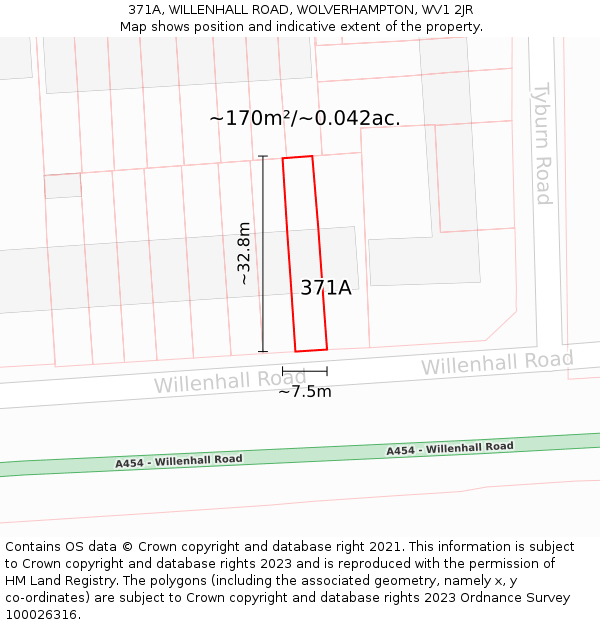 371A, WILLENHALL ROAD, WOLVERHAMPTON, WV1 2JR: Plot and title map