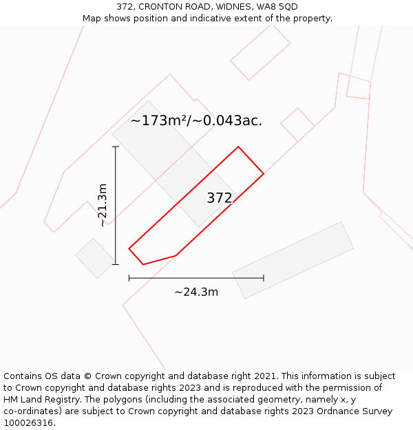 372, CRONTON ROAD, WIDNES, WA8 5QD: Plot and title map