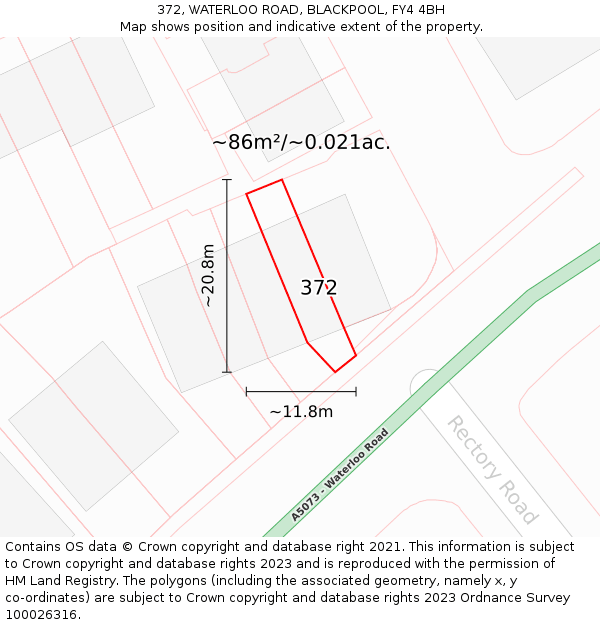 372, WATERLOO ROAD, BLACKPOOL, FY4 4BH: Plot and title map