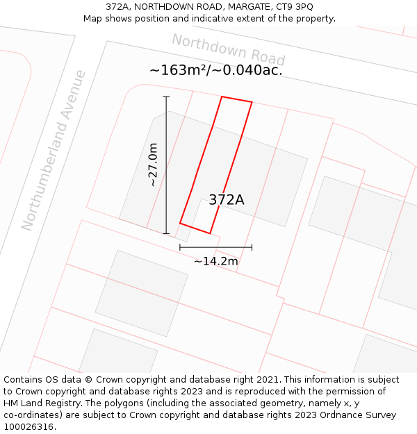 372A, NORTHDOWN ROAD, MARGATE, CT9 3PQ: Plot and title map