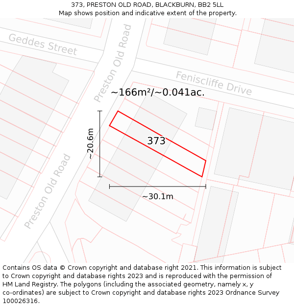 373, PRESTON OLD ROAD, BLACKBURN, BB2 5LL: Plot and title map
