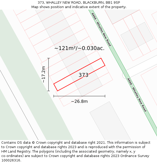 373, WHALLEY NEW ROAD, BLACKBURN, BB1 9SP: Plot and title map