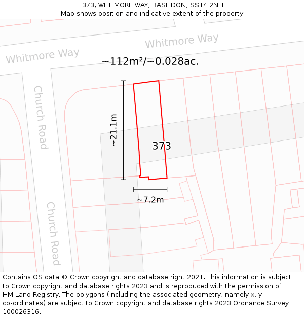 373, WHITMORE WAY, BASILDON, SS14 2NH: Plot and title map