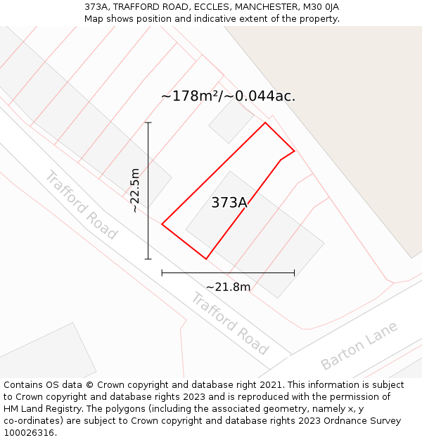 373A, TRAFFORD ROAD, ECCLES, MANCHESTER, M30 0JA: Plot and title map