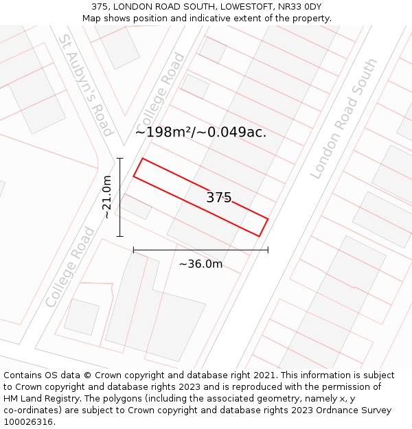 375, LONDON ROAD SOUTH, LOWESTOFT, NR33 0DY: Plot and title map