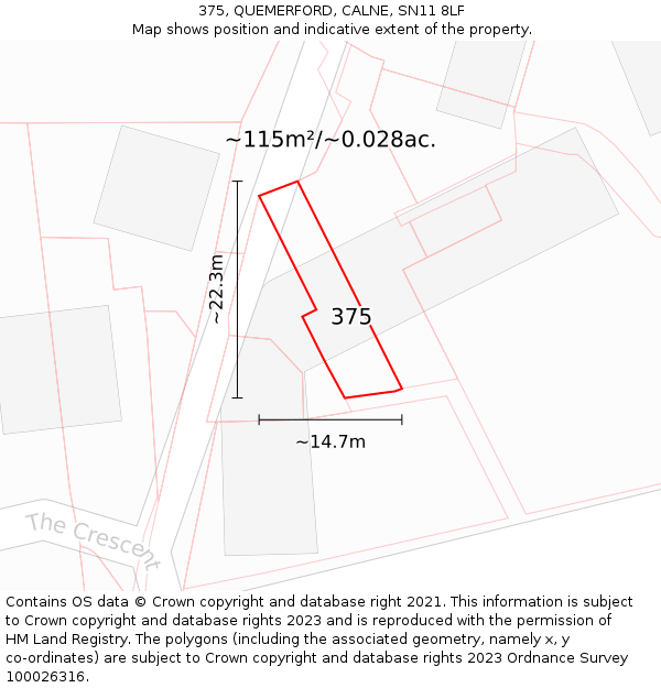 375, QUEMERFORD, CALNE, SN11 8LF: Plot and title map