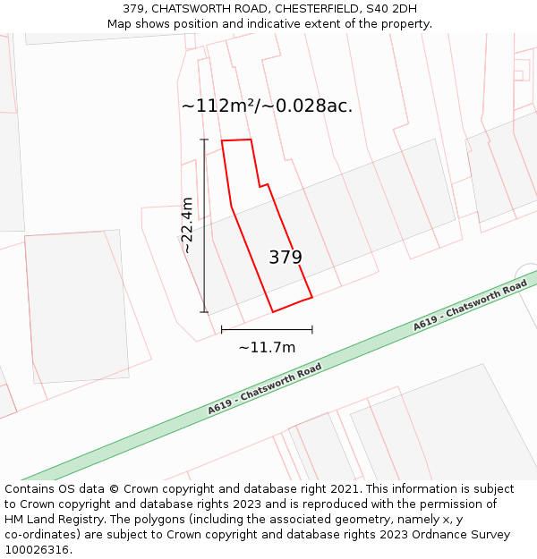 379, CHATSWORTH ROAD, CHESTERFIELD, S40 2DH: Plot and title map
