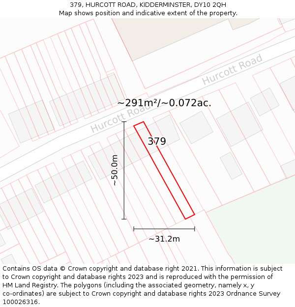 379, HURCOTT ROAD, KIDDERMINSTER, DY10 2QH: Plot and title map