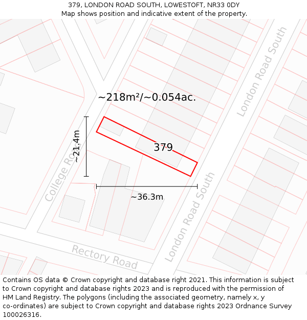 379, LONDON ROAD SOUTH, LOWESTOFT, NR33 0DY: Plot and title map