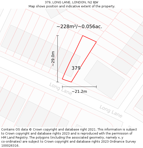 379, LONG LANE, LONDON, N2 8JW: Plot and title map