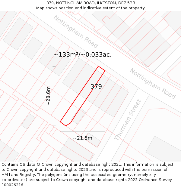 379, NOTTINGHAM ROAD, ILKESTON, DE7 5BB: Plot and title map