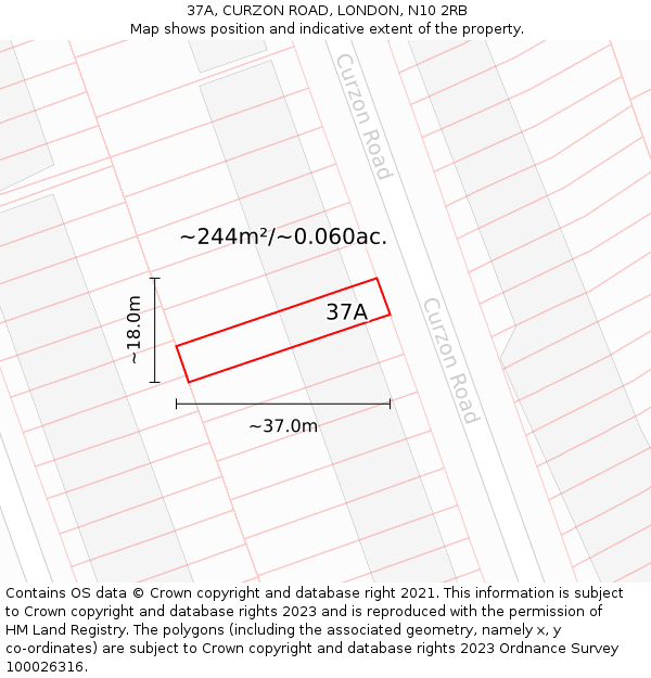 37A, CURZON ROAD, LONDON, N10 2RB: Plot and title map