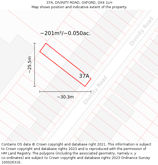 37A, DIVINITY ROAD, OXFORD, OX4 1LH: Plot and title map